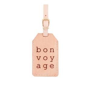 NEW FRESHWATER CURATED GOODS bon voyage luggage tag in peach